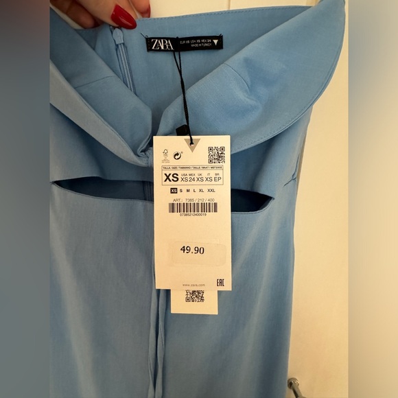 NWT Zara Cut Out Midi Dress Blue Halter XS - Picture 11 of 13
